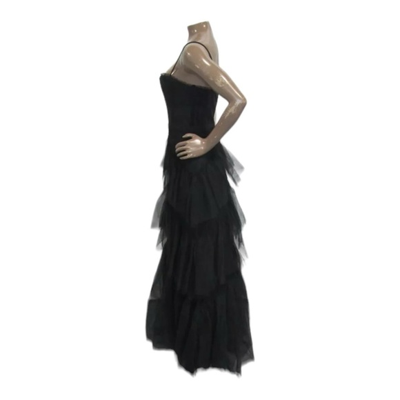 BCBGMaxAzria Black Corset Tulle Tiered Ruffle Formal Maxi Gown Size US 6 NWT - Picture 10 of 13